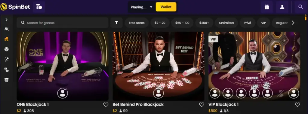 SpinBet Live Casino