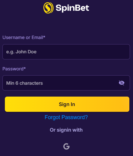 SpinBet login